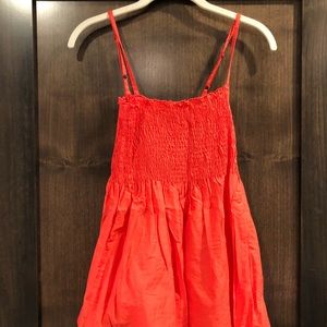 Bright coral scrunch tank top
